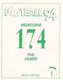 1994 Select AFL Stickers #174 Phil Gilbert Back